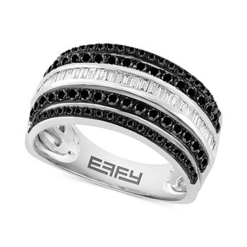 the row帆布鞋, Effy | EFFY® Black Diamond (3/4 ct. t.w.) & White Diamond (1/5 ct. t.w.) Multi-Row Statement Ring in 14k White Gold商品图片 额外7折, 额外七折