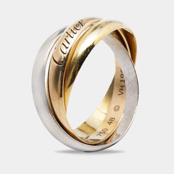 卡地亚戒指价格, [二手商品] Cartier | Cartier Trinity 18k Three Tone Gold Small Model Rolling Ring Size 48商品图片 9.7折, 满1件减$100, 满减