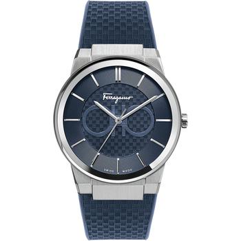 男士休闲菲拉格慕手表, Salvatore Ferragamo | Ferragamo Men's Swiss Sapphire Blue Caoutchouc Rubber Strap Watch 43mm商品图片 