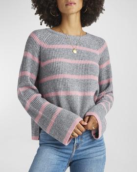 Mona Striped Raglan-Sleeve Crewneck Sweater product img