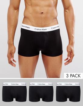 ck内裤男推荐, Calvin Klein | Calvin Klein low rise trunks 3 pack in cotton stretch商品图片 