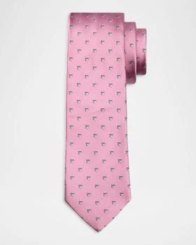 Salvatore Ferragamo | Men's Bicolor Gancini Jacquard Silk Tie,商家Neiman Marcus,价格¥1683