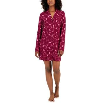 Jenni | Women's Notched-Collar Long-Sleeve Sleepshirt, Created for Macy's,商家Macy's,价格¥90