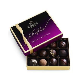 Godiva | Dark Truffles Gift Box, 12 Piece商品图片,额外7折, 额外七折
