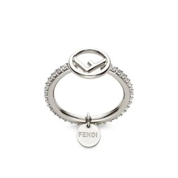 推荐【预售3-7天】FENDI/芬迪 F IS FENDI系列 女士钯色金属徽标白色锆石戒指8AG7886DMF0GGH商品