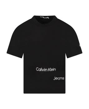 推荐Black T-shirt For Kids With White Logo商品
