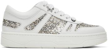 Jimmy Choo | White & Silver Calfskin Hawaii/F Sneakers商品图片,独家减免邮费