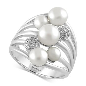 商品EFFY® Cultured Freshwater Pearl (4mm-6.5mm) and Diamond Accent Ring in Sterling Silver图片