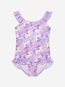 Soli Swim | Girls Unicorn Frill Swimsuit (UPF50+) in Purple,商家Childsplay Clothing,价格¥243