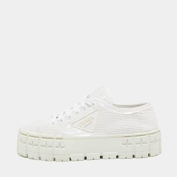 Prada | Prada White Sequins Double Wheel Low-Top Sneakers Size 38商品图片,6.6折