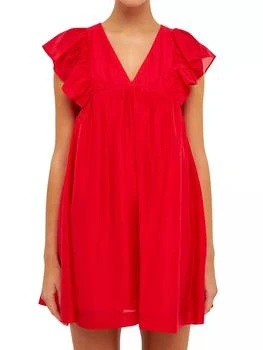 Endless Rose | Ruffled V Neck Mini Flounce Dress 