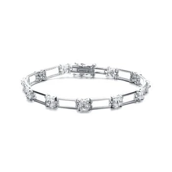 Genevive | Sterling Silver White Gold Plated with Clear Cubic Zirconia Flower Design Bracelet,商家Premium Outlets,价格¥831