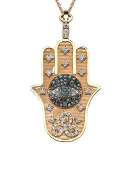商品Bee Goddess | Hamsa 14K Yellow Gold, 14K Rose Gold & Multicolor Diamond Necklace,商家Saks Fifth Avenue,价格¥29911图片