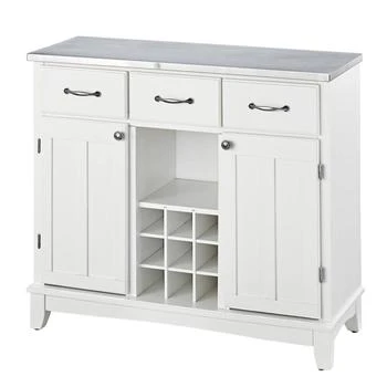 QuikFurn | Stainless Steel Top Kitchen Island Sideboard Cabinet Wine Rack in White,商家Premium Outlets,价格¥8091
