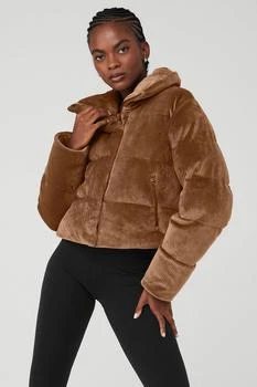 Alo | Ribbed Velour Gold Rush Puffer - Cinnamon Brown 