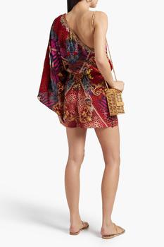 Camilla | One-shoulder embellished printed silk crepe de chine playsuit商品图片,5.4折