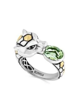 Effy | Sterling Silver, 18K Yellow Gold, Green Amethyst & Black Spinel Panther Head Ring,商家Saks OFF 5TH,价格¥1894