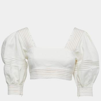 推荐Zimmermann Off-White Linen Crop Top M商品