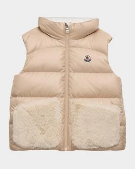 Moncler | Girl's Vive Puffer Vest W/ Teddy Pockets, Size 12M-3,商家Neiman Marcus,价格¥3033