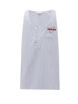 Prada | Striped logo-print cotton shirt商品图片,