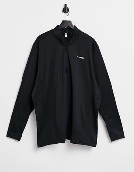 推荐adidas Outdoors Terrex half zip fleece in black商品