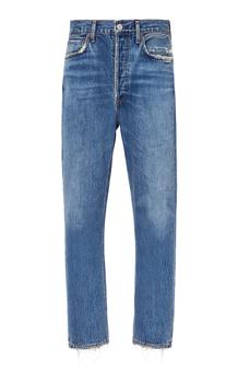 推荐Agolde - Women's Riley Cropped High-Rise Straight-Leg Jeans - Medium Wash - 23 - Moda Operandi商品