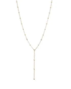 Argento Vivo | Cubic Zirconia & Bead Station Lariat Necklace in 18K Gold Plated Sterling Silver, 16"-18",商家Bloomingdale's,价格¥438