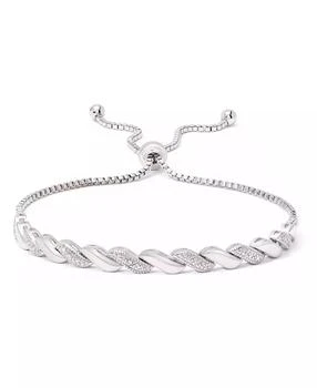 Macy's | Diamond Accent San Marco Link Bolo Adjustable Bracelet in Silver Plate, Gold Plate or Rose Gold Plate,商家Macy's,价格¥190