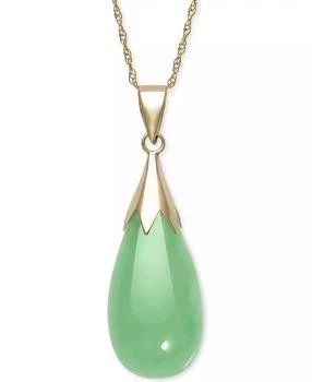 Macy's | Dyed Jade  (10 x 20mm) Elongated Teardrop Pendant Necklace in 10k Gold,商家Macy's,价格¥935