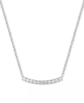 Macy's | Cubic Zirconia Curved Bar 18" Pendant Necklace in Sterling Silver,商家Macy's,价格¥462