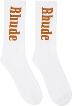 推荐White & Orange Vertical Logo Socks商品