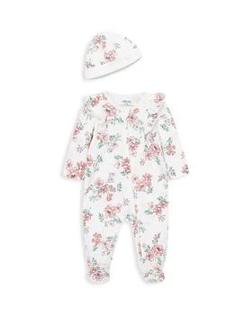 Little Me | Girls' Whimsical Floral Footie & Hat Set - Baby 满$100减$25, 满减