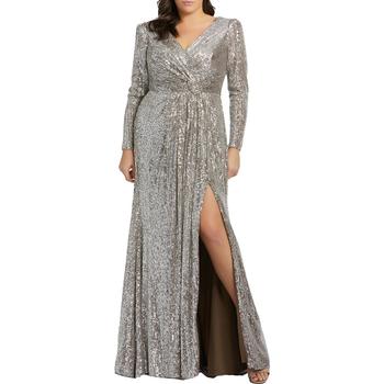 Mac Duggal | Mac Duggal Womens Plus Sequined Knot Front Evening Dress商品图片,6.5折×额外9折, 独家减免邮费, 额外九折