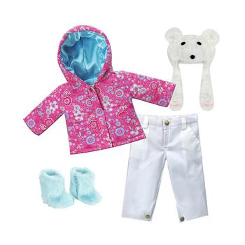 商品- 18" Doll - Print Parka, White Snowboard Pants, Aqua Boots Polar Bear Hat Set, 4 Piece,商家Macy's,价格¥315图片
