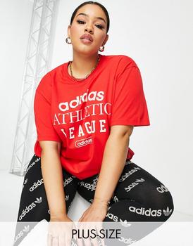 adidas plus精选, Adidas | adidas Originals 'Retro Luxury' Plus slogan t-shirt in red商品图片 7.4折