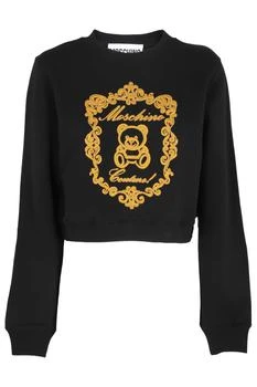 推荐Moschino Logo Embroidered Cropped Crewneck Sweatshirt商品