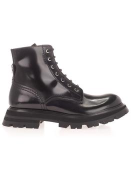 推荐Alexander Mcqueen Womens Black Leather Ankle Boots商品