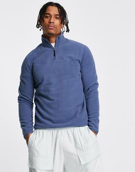 ASOS | ASOS DESIGN half zip sweatshirt in navy polar fleece商品图片,