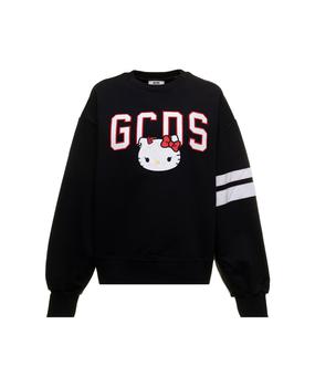 GCDS | Black Sweatshirt In Fleece Cotton With Hello Kitty Print And Contrasting Logo Bands Woman商品图片,