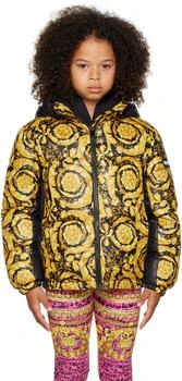 Versace | Kids Black & Yellow Barocco Down Jacket 7.2折