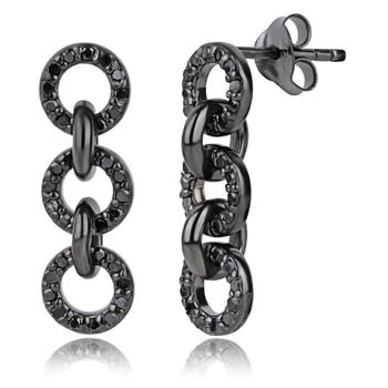 MAX + STONE | Real Black Diamond Chain Link Drop Earrings in Sterling Silver,商家Premium Outlets,价格¥885