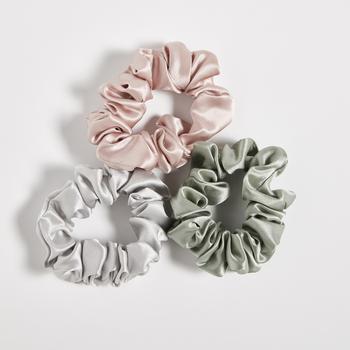 ïn home 100% Silk Scrunchie 3 pack - Silver, Pink, Sage product img