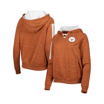 Colosseum | Women's Texas Orange Texas Longhorns The Devil Speckle Lace-Placket Raglan Pullover Hoodie商品图片,