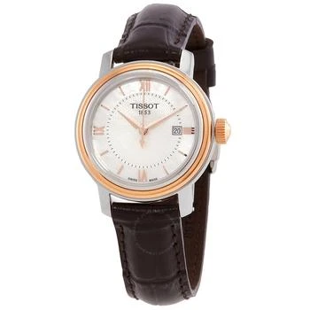 Bridgeport Quartz White Mother Of Pearl Dial Brown Leather Band Stainless Steel Case Ladies Watch T097.010.26.118.00