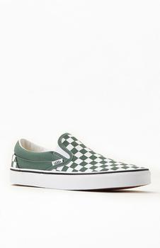 vans棋盘格精选, Vans | Checkerboard Green Slip-On Shoes商品图片 8折