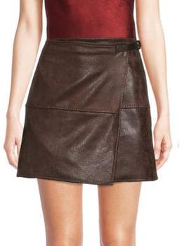 Max Studio | Faux Leather Faux Wrap Skirt商品图片,3.3折