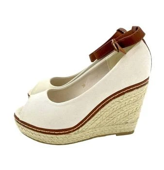 Marina Yachting | Women's Open Toe Canvas Espadrille Ankle Strap Wedge Shoes In Beige,商家Premium Outlets,价格¥575