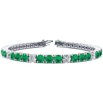 SSELECTS | 10 1/4 Carat Emerald And Diamond Alternating Tennis Bracelet In 14 Karat White Gold, 6 1/2 Inches,商家Premium Outlets,价格¥37372