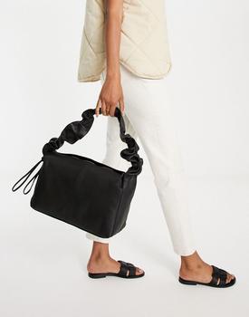 asos腋下包, ASOS | ASOS DESIGN leather ruched handle shoulder in black商品图片 