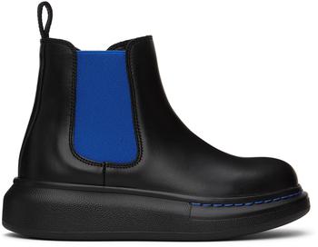 商品Alexander McQueen | Kids Black & Blue Hybrid Chelsea Boots,商家SSENSE,价格¥1062图片